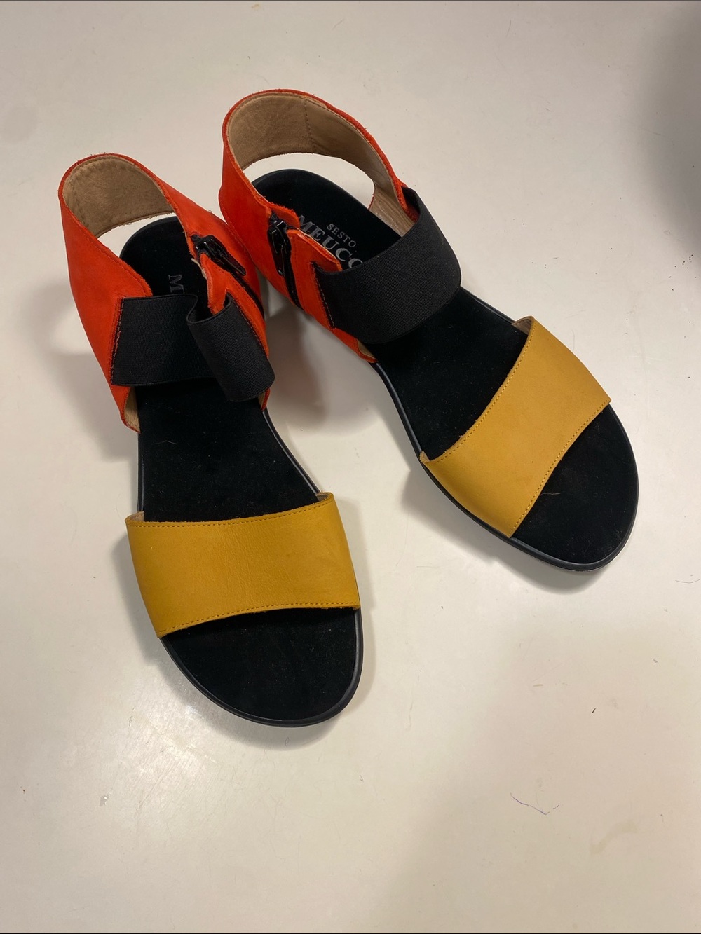 Sesto Meucci Red and Yellow Leather Sandals